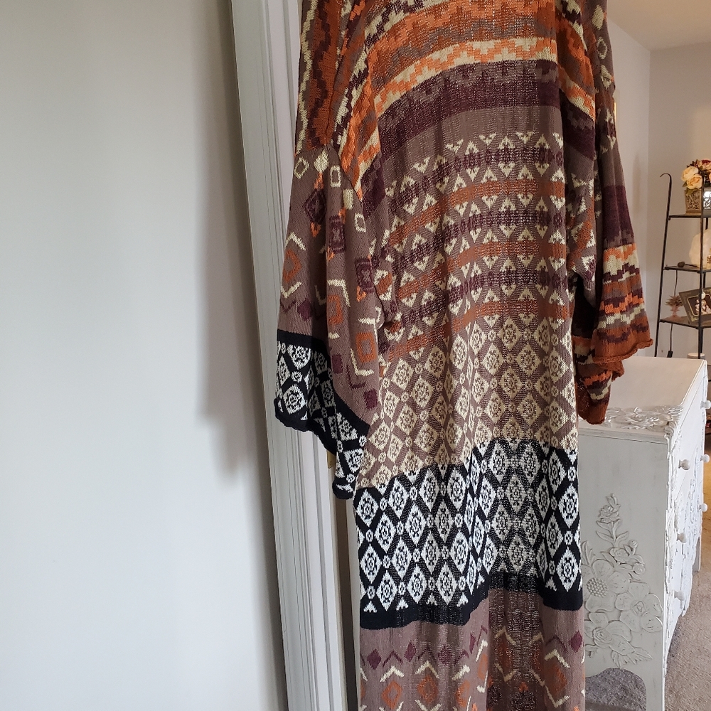 Oversized Free People Fall Patchwork Long Cardigan - image 6